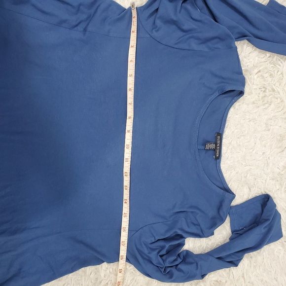 4x$25 Eileen fisher  blue stretchy oversize long sleeve crew neck shirt x-small - Picture 9 of 10